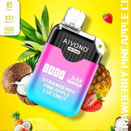 Aivono 8000 - Nicotine Free 0% disposable vape with grape strawberry pineapple coconut and 8000 puffs