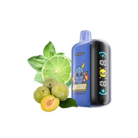 ELF BAR GH23000 rechargeable vape with green plum and sour lime flavor and 23000 puffs